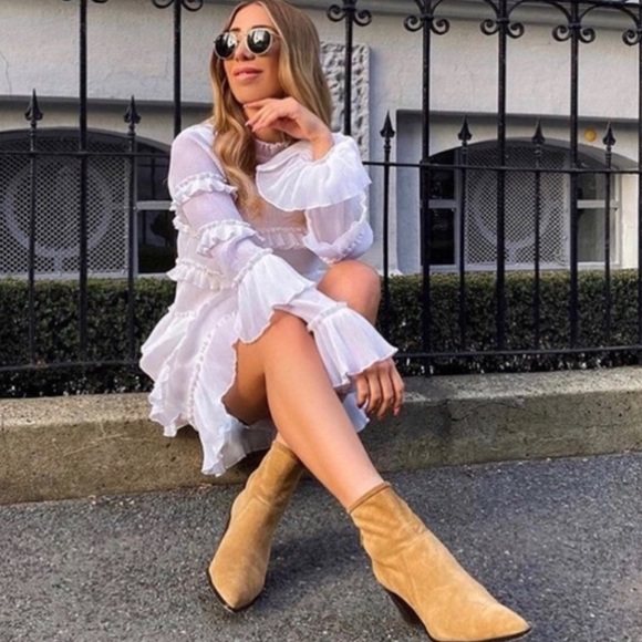 ZARA Soft Split Genuine Leather Heeled Ankle Boots - Picture 3 of 10